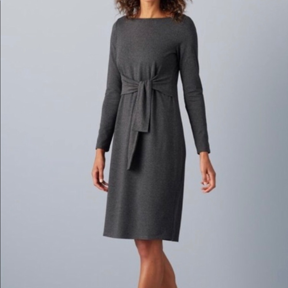 Black dress with faux wrap belt